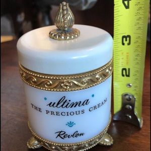 Empty Rare Vintage 1960  Revlon Ultima Precious Cream Milk Glass Jar 1960’s.